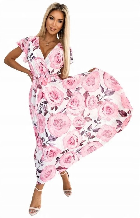 

Sukienka damska w kwiaty plisowana print