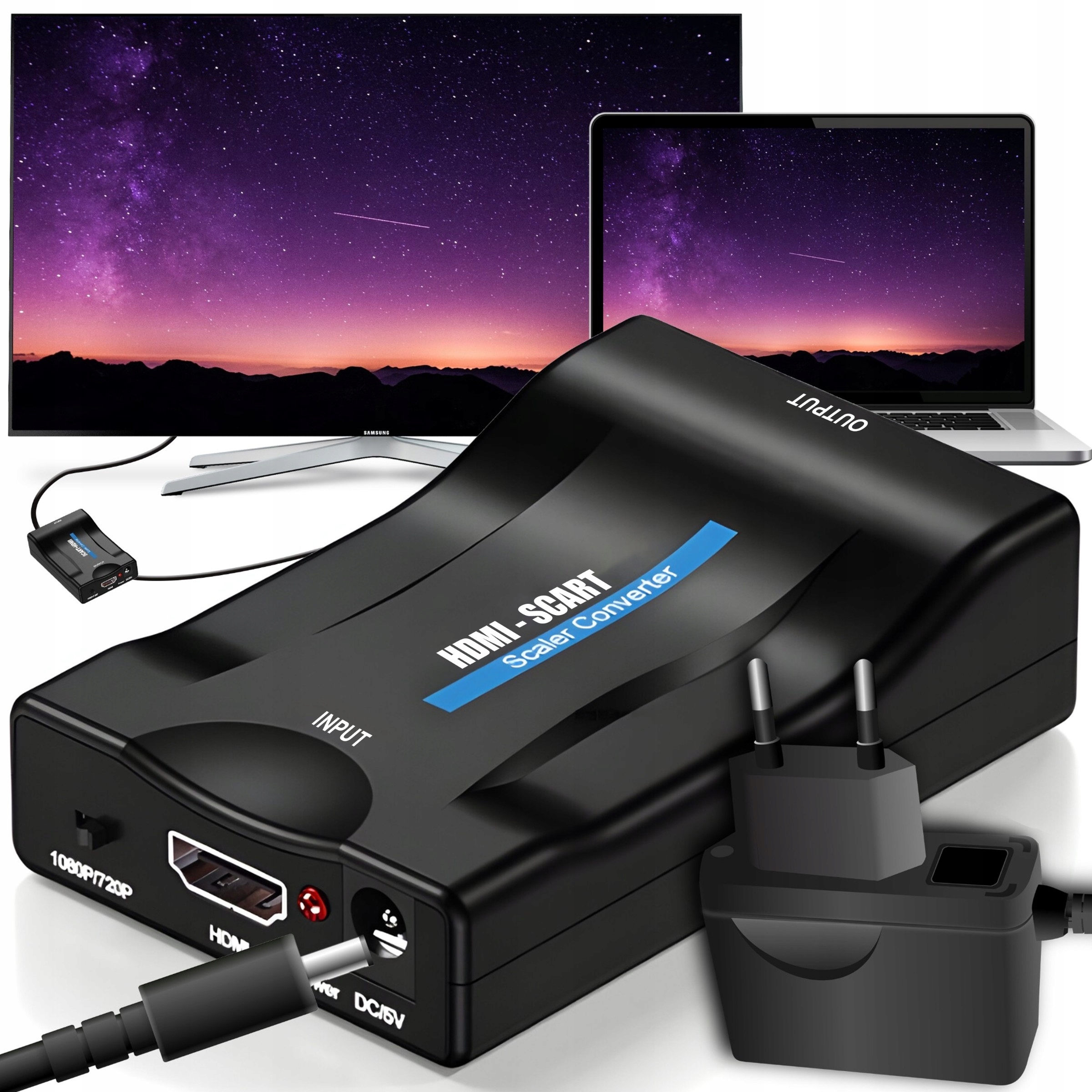 АДАПТЕР КОНВЕРТЕР SCART В HDMI АДАПТЕР СИГНАЛА ЕВРАЗЪЕМ AV ЕВРО FHD