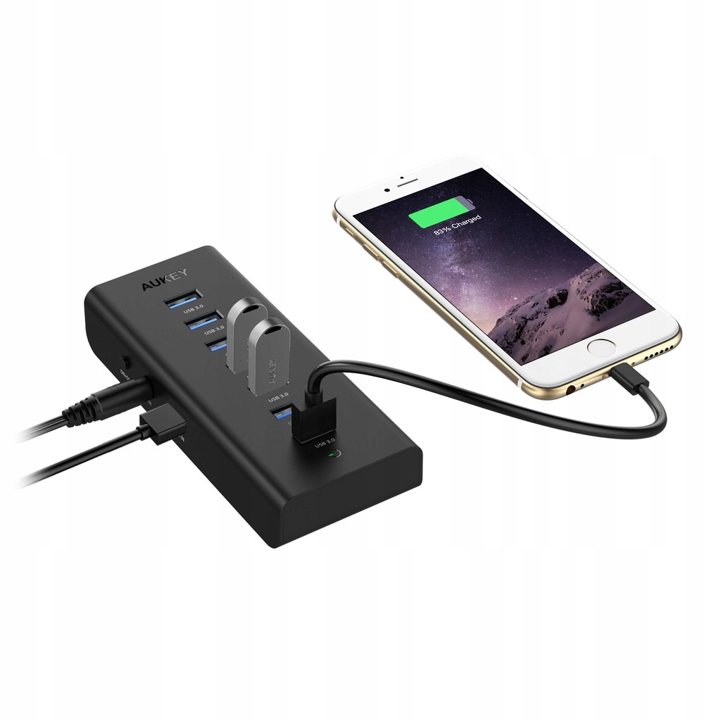 AUKEY CB-H3 Aktywny HUB USB 7xUSB 3.0 + ZASILACZ Waga produktu z opakowaniem jednostkowym 0.148 kg