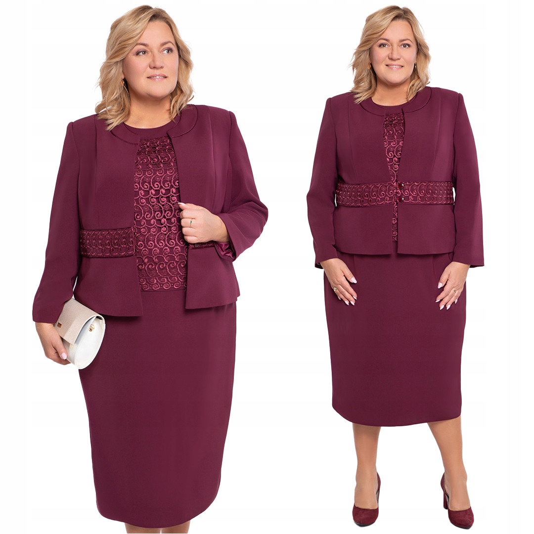 Třídílná bordó sukně s krajkou 54