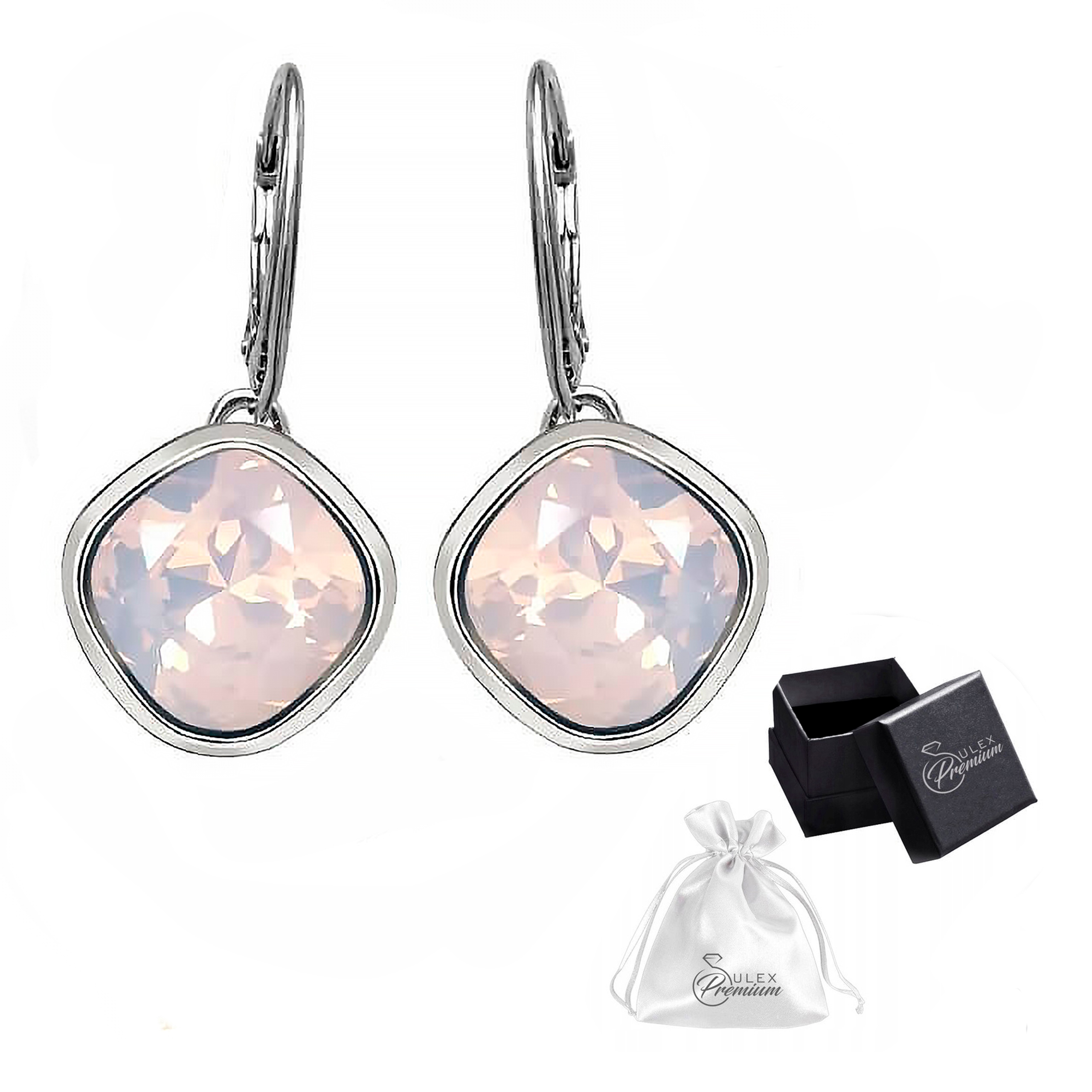 Stříbrné Náušnice pr.925 Elegantní Náušnice s křišťálem Rosa Opal pro ni