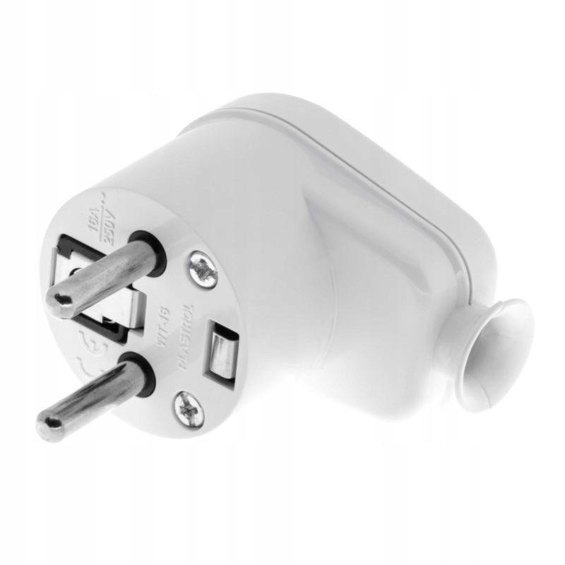 

Wtyczka boczna kątowa WT-16 2p+z 16A 250V biała
