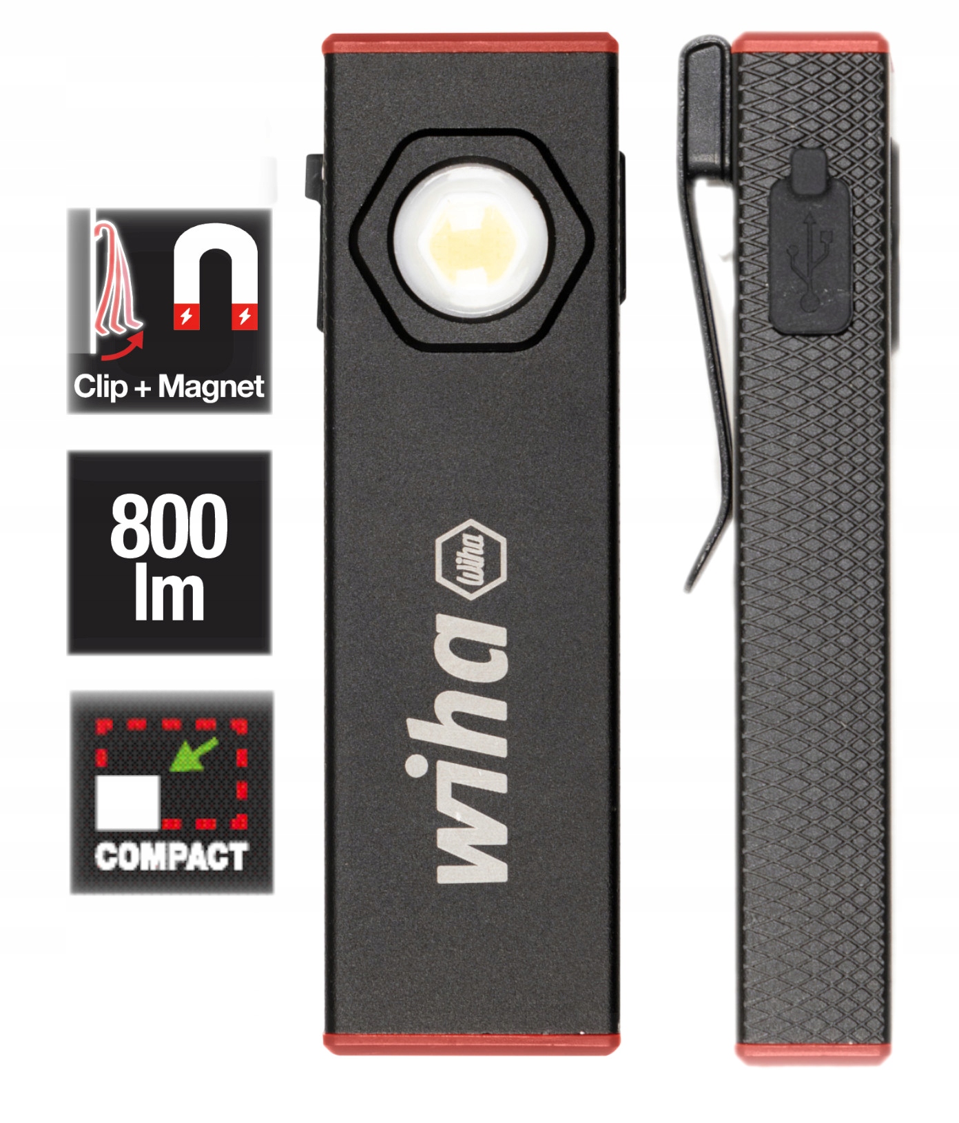 Wiha Ruční Kapesní Svítilna 800 Lumenů Bílé Světlo 45701
