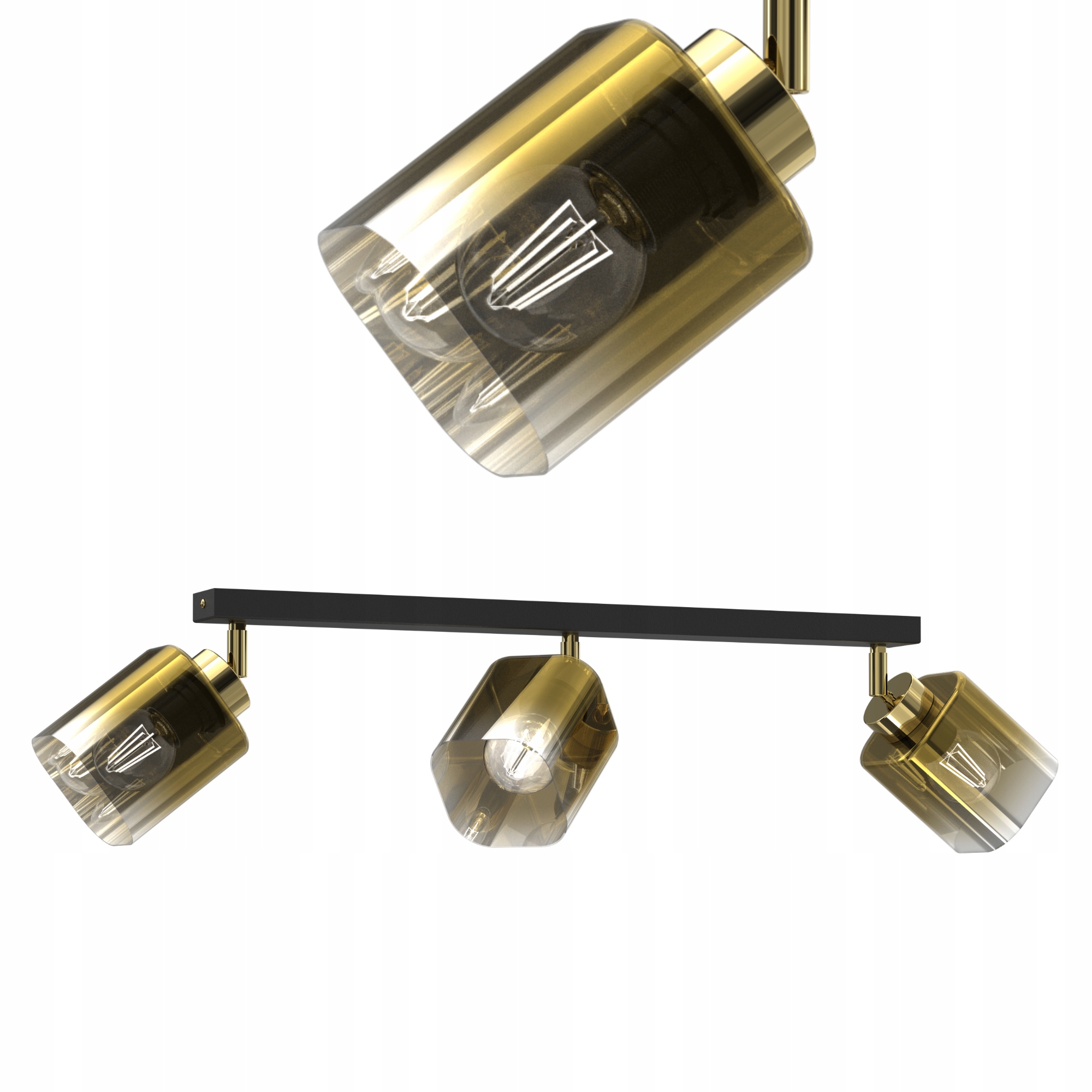 Stropní Svítidlo Stropní Svítidlo Skleněné Zlaté Stínidlo Ombre E27 3-BOD Polská Led Lampa
