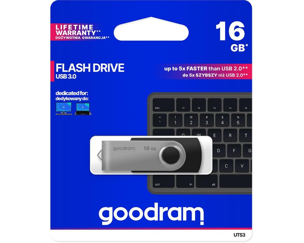 Goodram 16GB Usb 3.2 fekete pendrive Artisjus matricával UTS3-0160K0R11