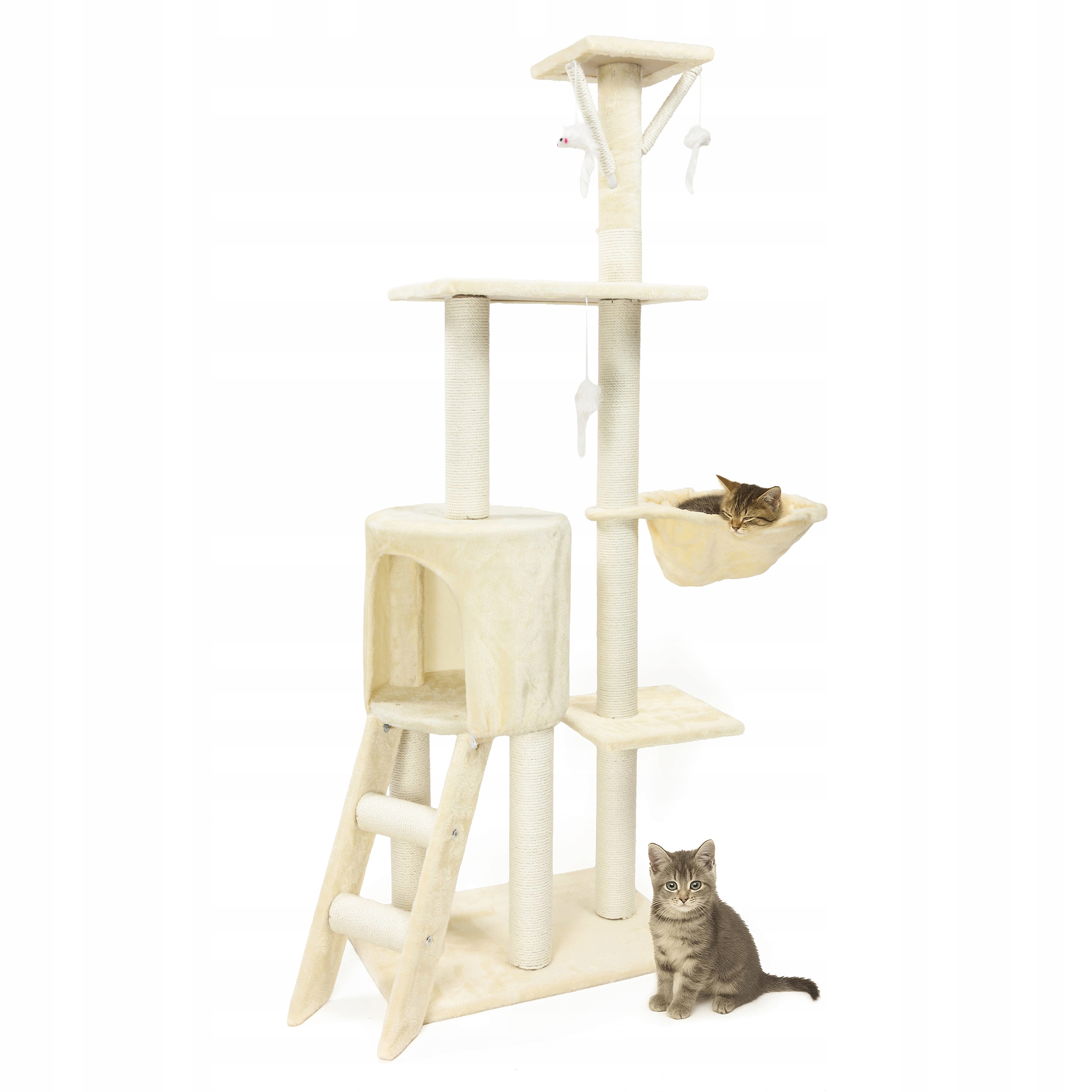Levně Škrabadlo pro kočky Vysoké Víceúrovňové Werdano Pets 138 cm Béžové