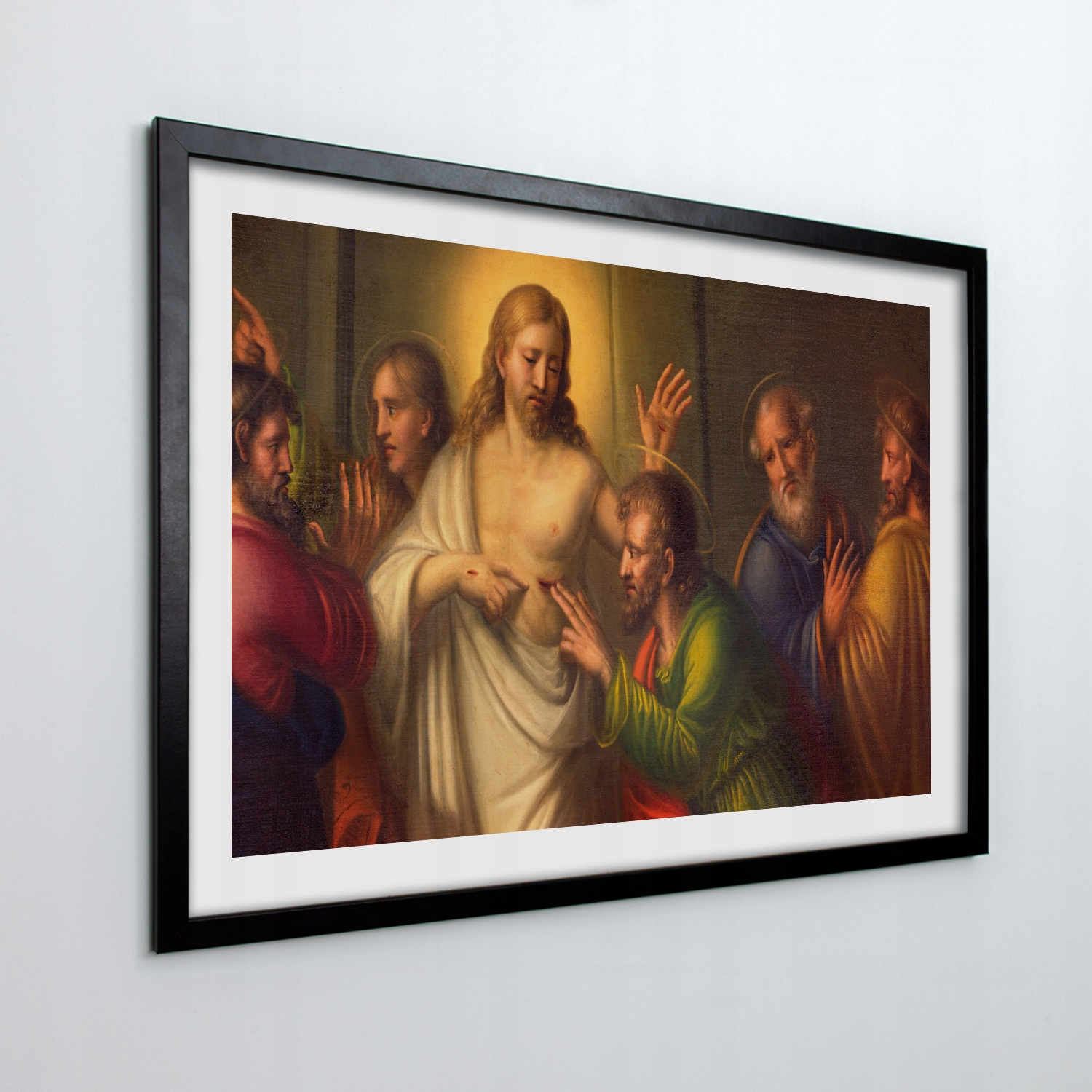 Nástěnný obraz s rámečkem Ježíš a svatý Tomáš 100x70 cm