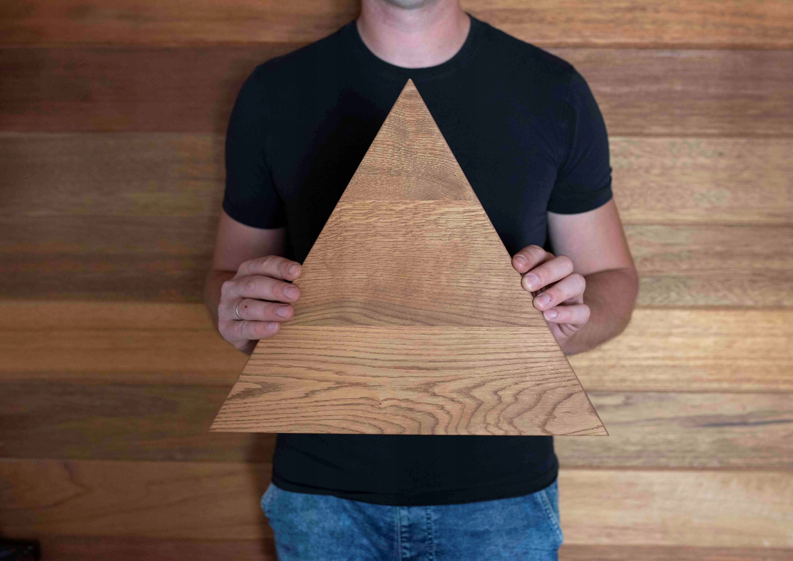 DREWNIANE PANELE ŚCIENNE TRÓJKĄTY MOZAIKA DĄB MEGA Szerokość produktu 45 cm