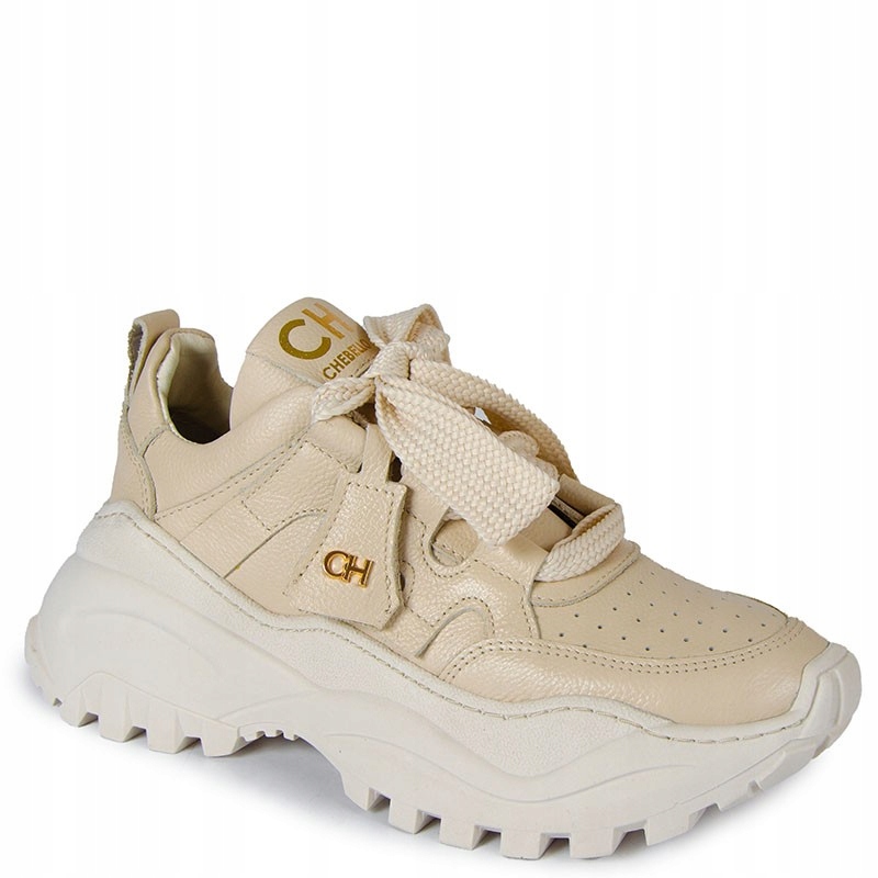 Chebello 4583 Béžové Kožené Tenisky S Ozdobou 40