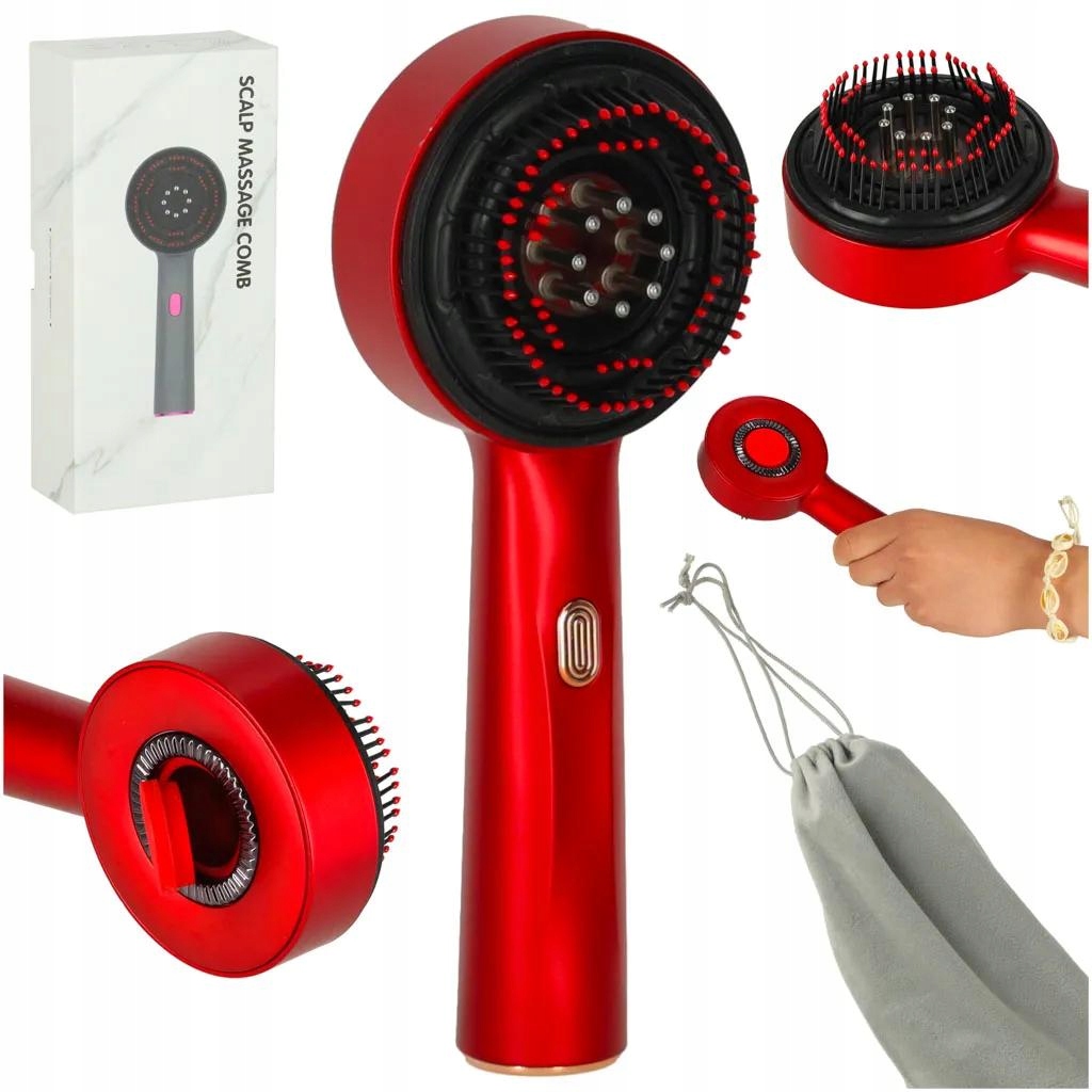Masážní kartáč na vlasy s červeným světlem olejový aplikátor Usb