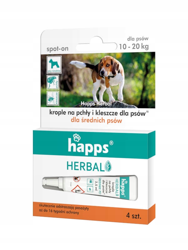 

Happs Krople dla średnich psów pchły i kleszcze