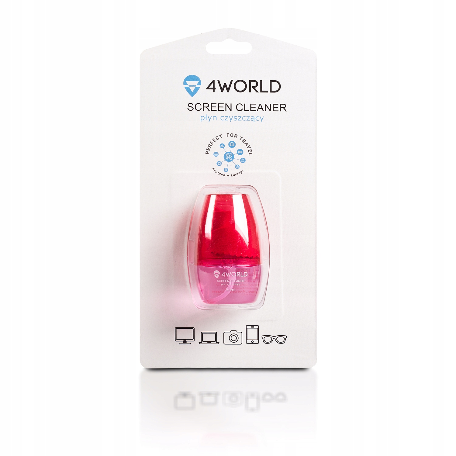4World Zestaw czyszczący 50ml, ściereczka różowy