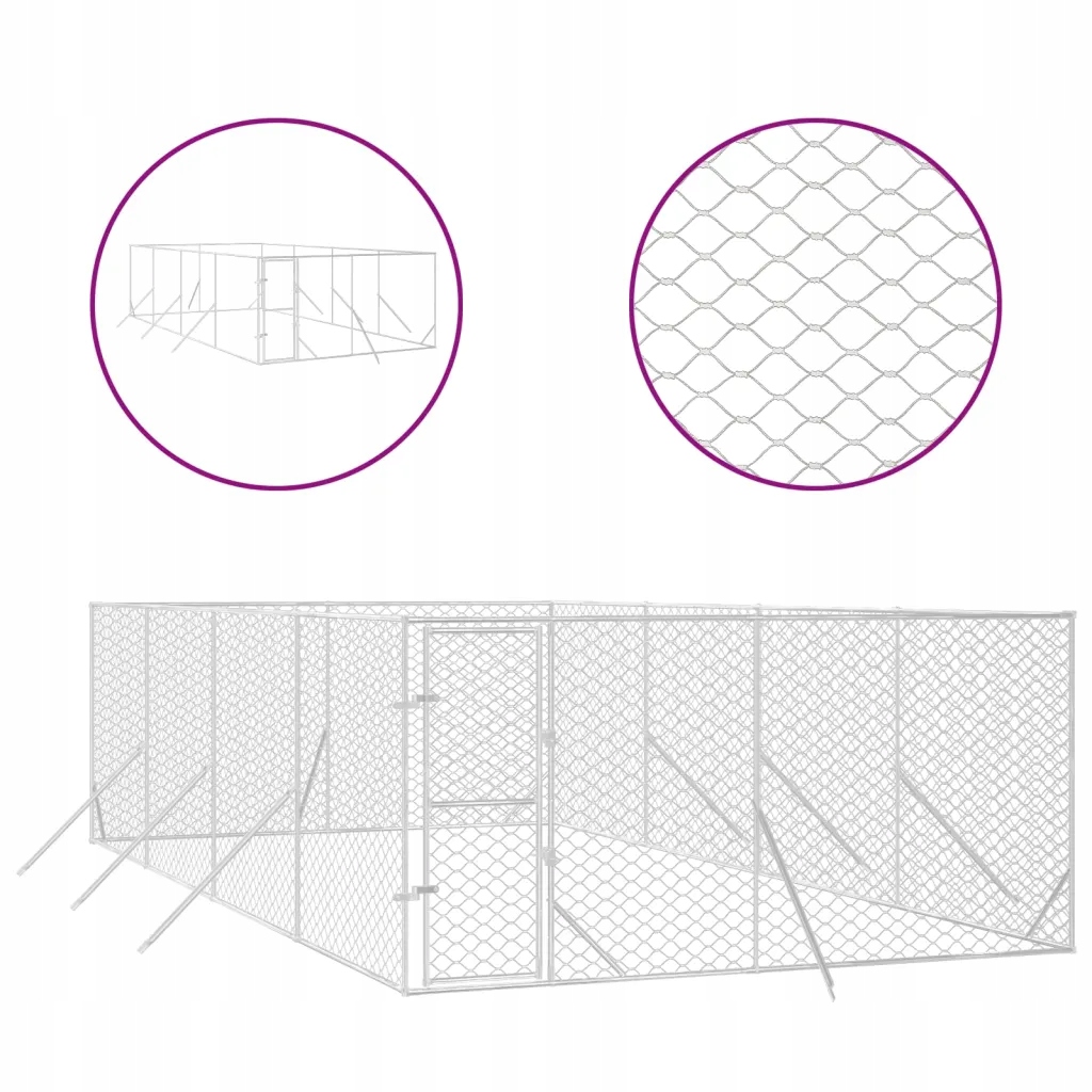 Levně Kotec kovová VidaXL 8 x 400 x 2 cm
