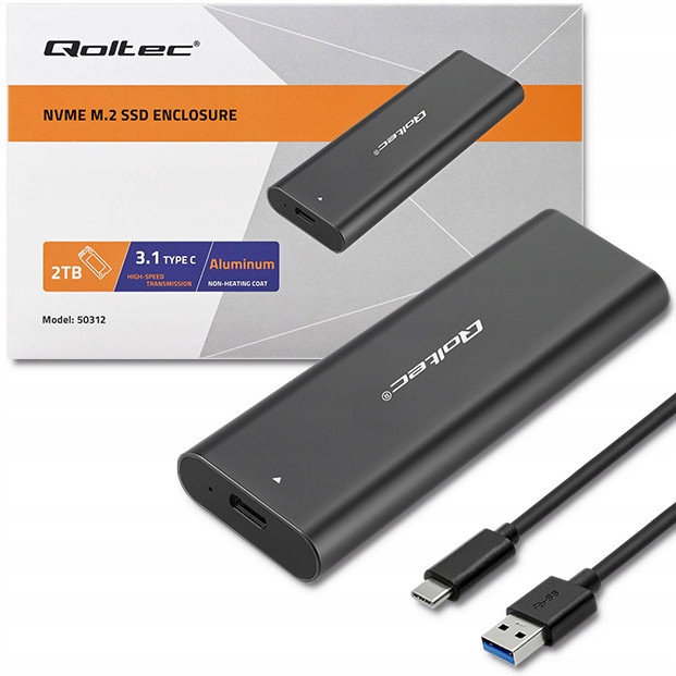 Obudowa adapter na dysk SSD M.2 SATA NVME USB-C 3.1 B KEY B+M KEY max 2TB