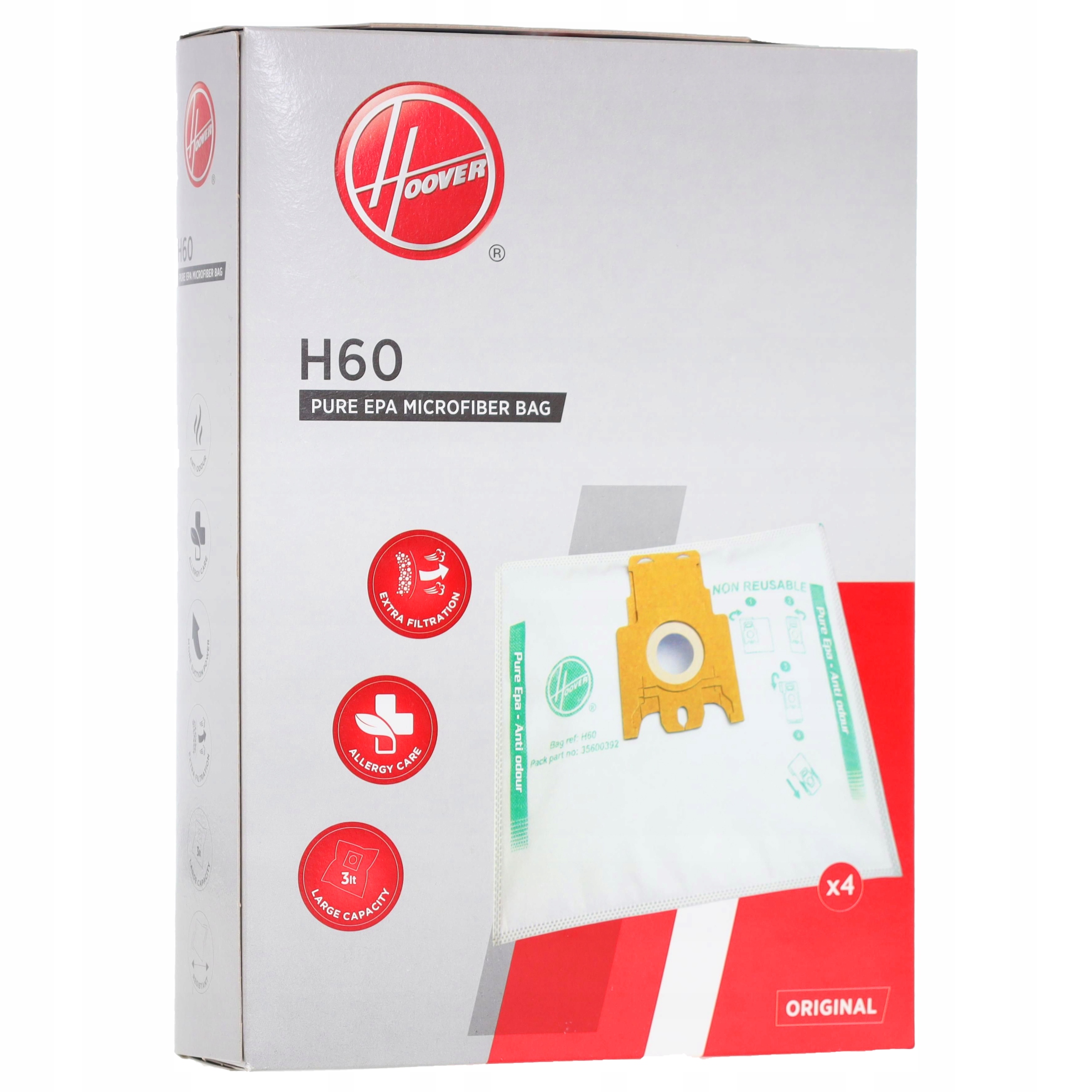 

Worki do odkurzacza H60 Hoover Purepower 4szt.