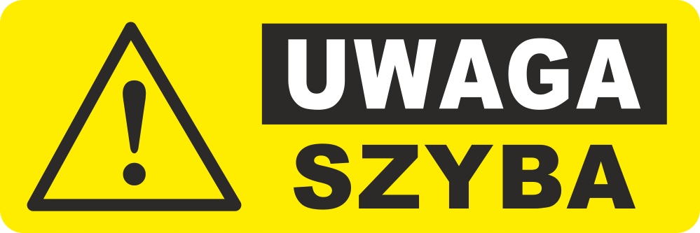 

Naklejka informacyjna Uwaga Szyba 30 x 10 cm
