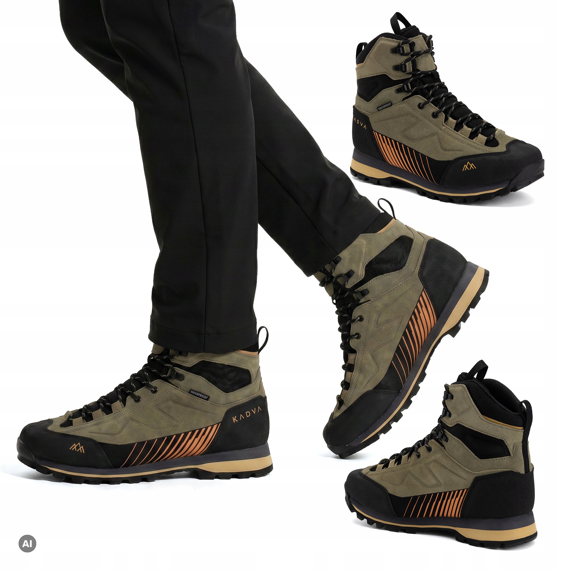 Buty trekkingowe męskie Kadva Nevra Mid Wp zielony Skórzane Wodoodporne 41