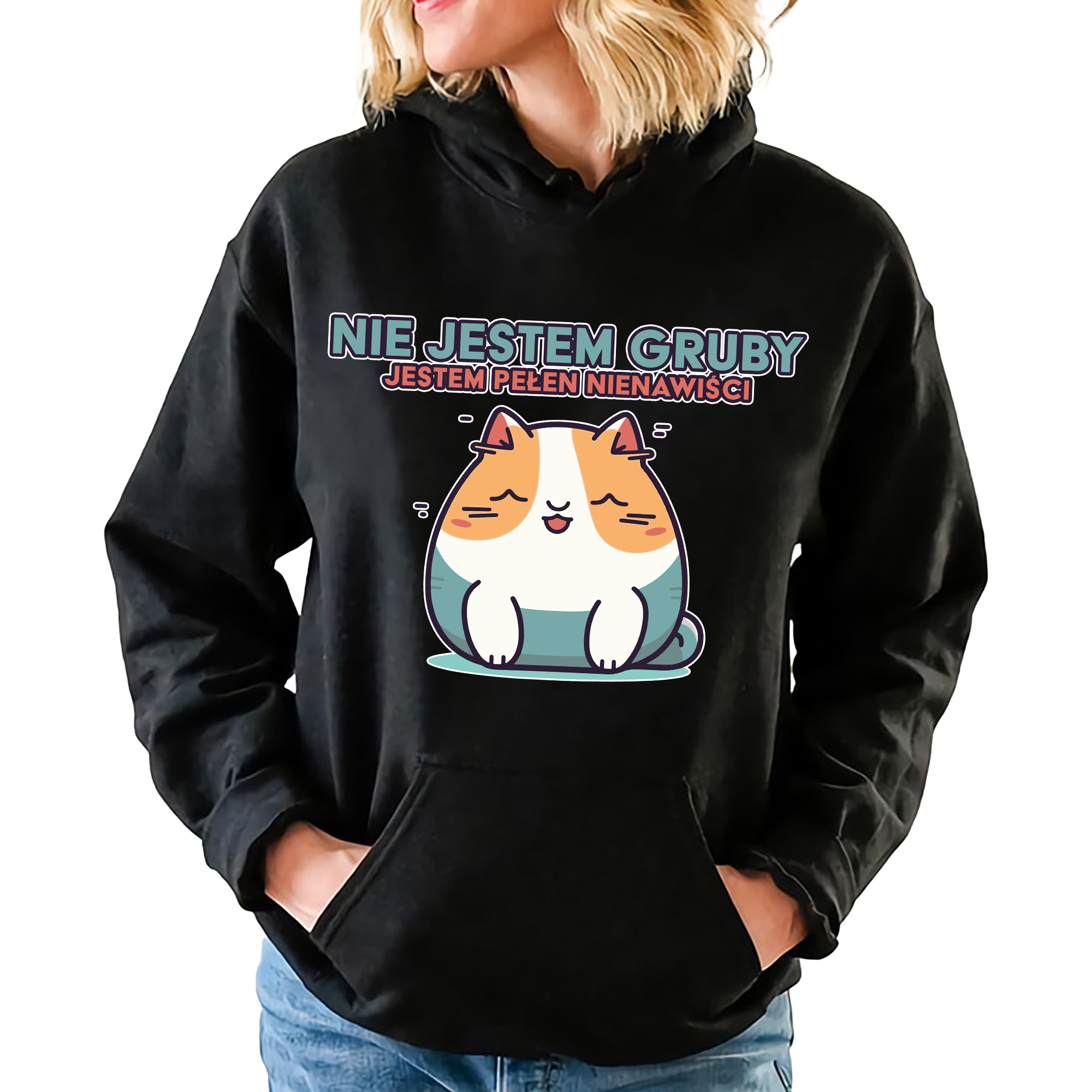 mikina s kapucí Černá Zábavná plná nenávisti Vel XXL