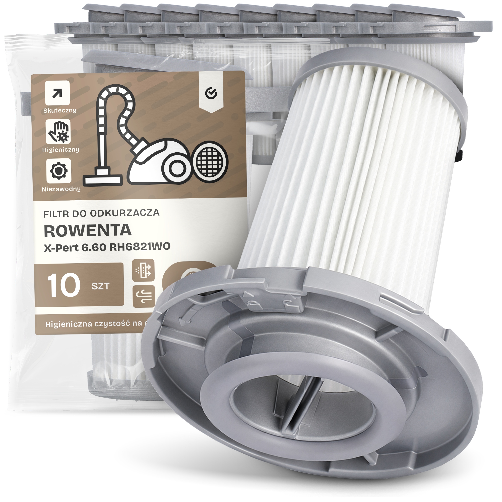 10 x Filtr Pro Vysavač Rowenta X-Pert 6.60 RH6821WO Em-w
