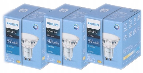 

3x Żarówka Led GU10 4,9W 6500K 120° 550lm Philips