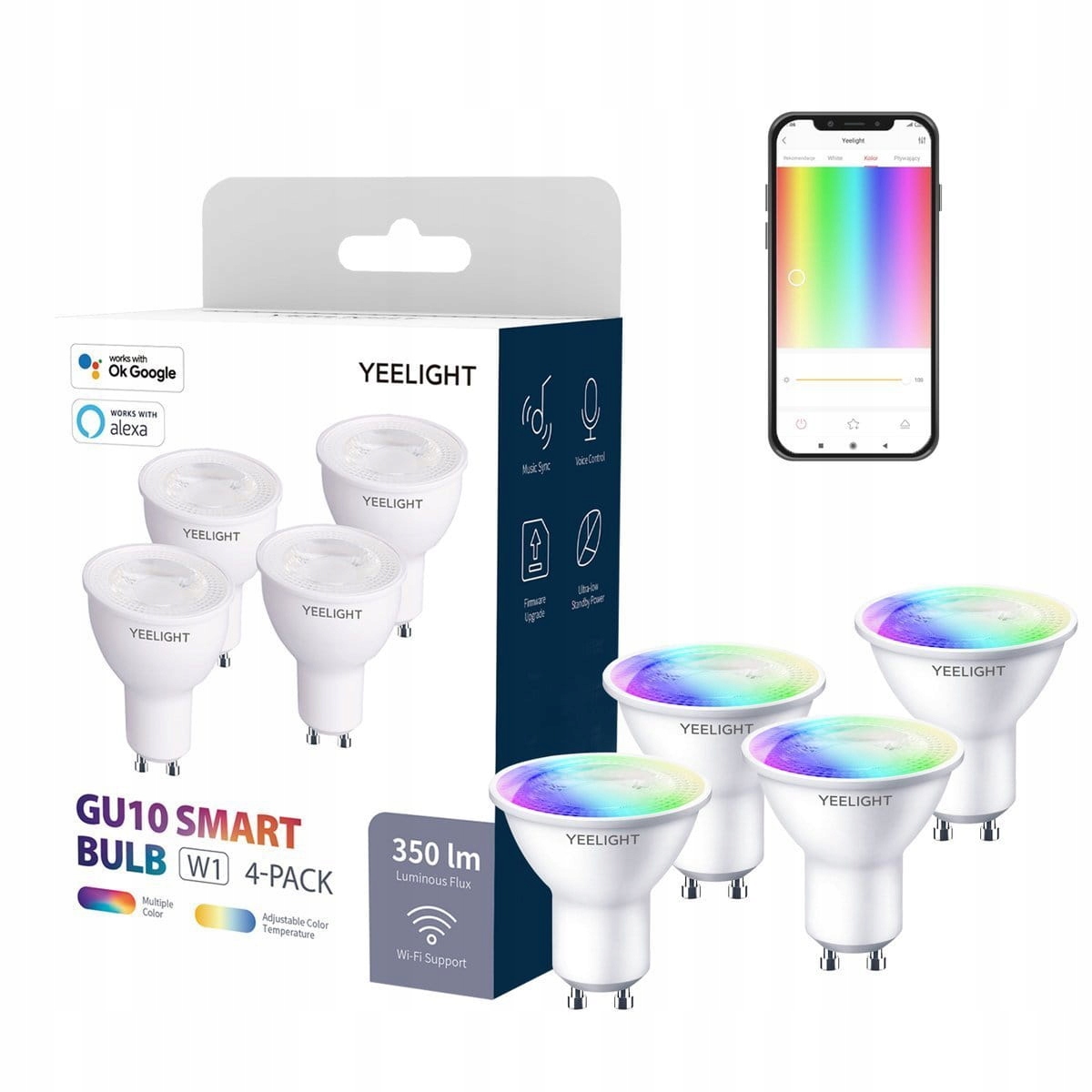 

Inteligentna żarówka Yeelight W1 GU10 (kolor) 4szt