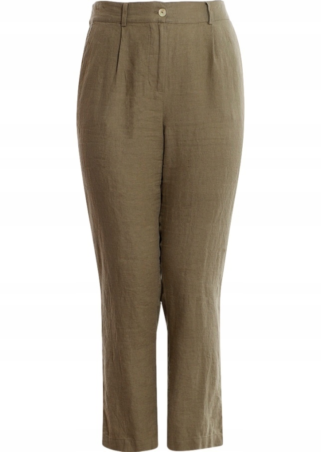 Chalou Elegantní Jednoduché Lněné Kalhoty Khaki C255 48