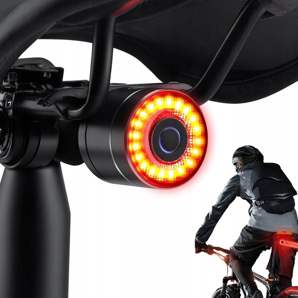 ŚWIATŁO ROWEROWE TYLNE LED DO ROWERU SMART CZUJNIK HAMOWANIA I ZMIERZCHU