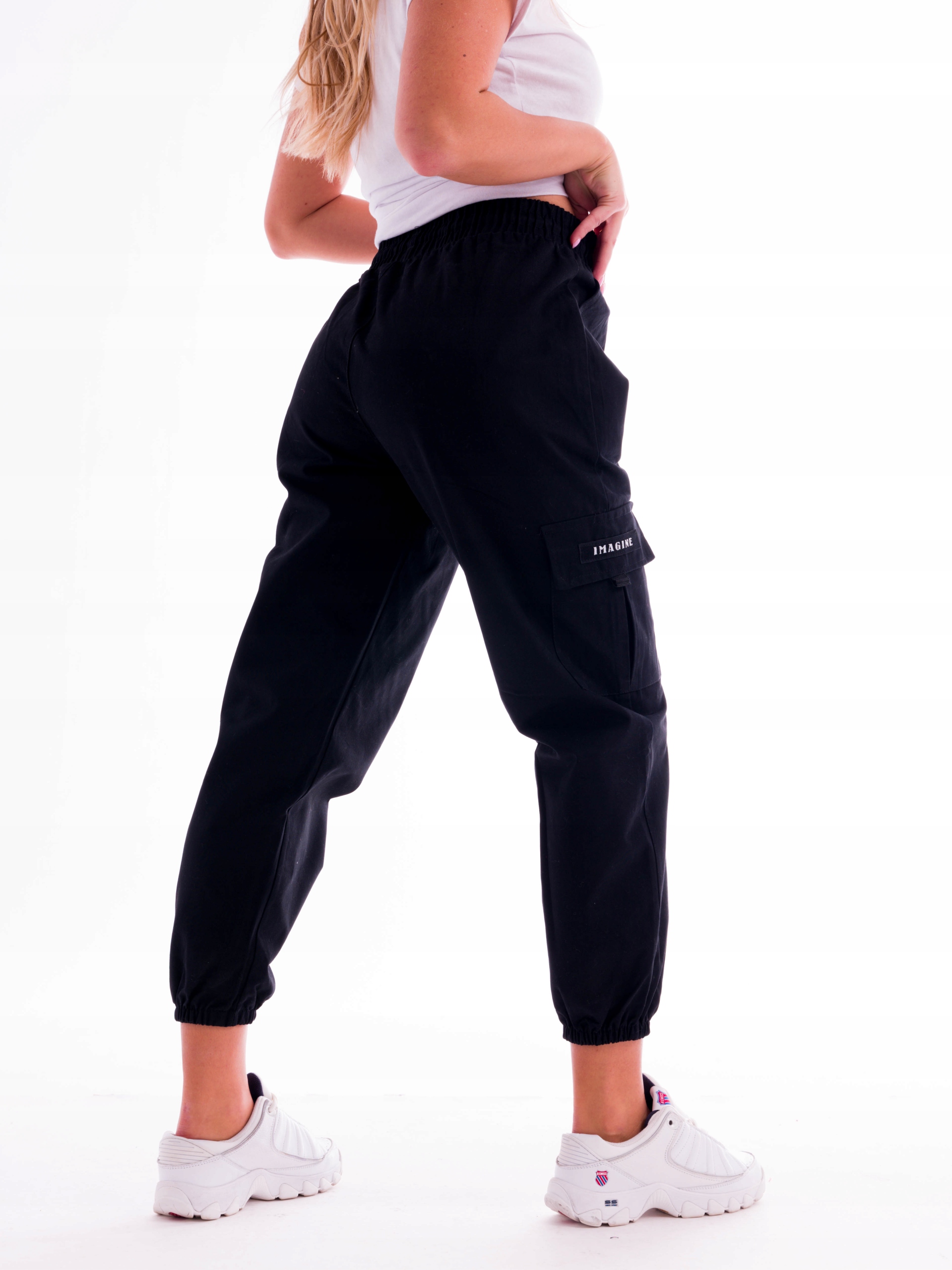 STYLOWE KOBIECE SPODNIE CARGO BOJÓWKI L Długość nogawki 7/8