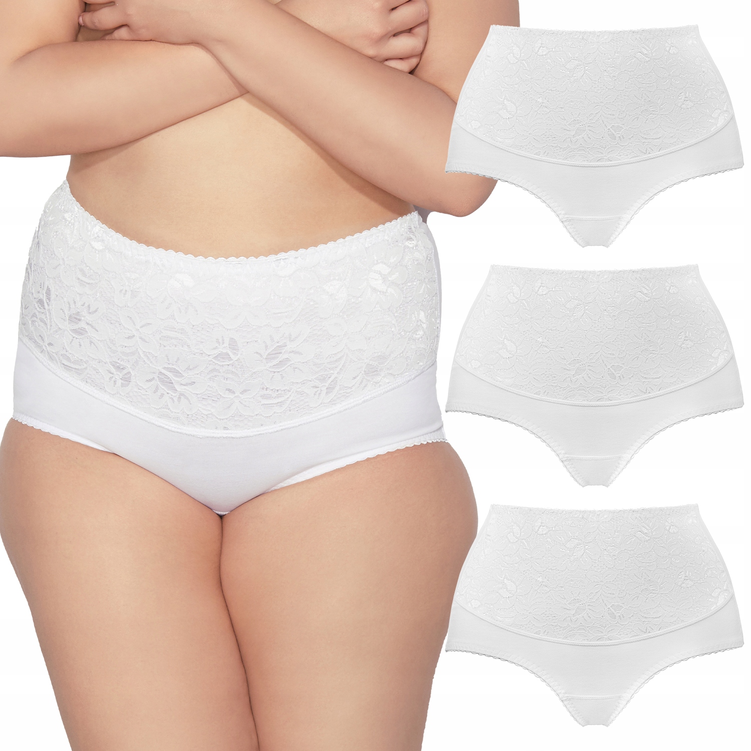 Mitex Ala 3-pack bílý Krajkové kalhotky M Kalhotky Modelující