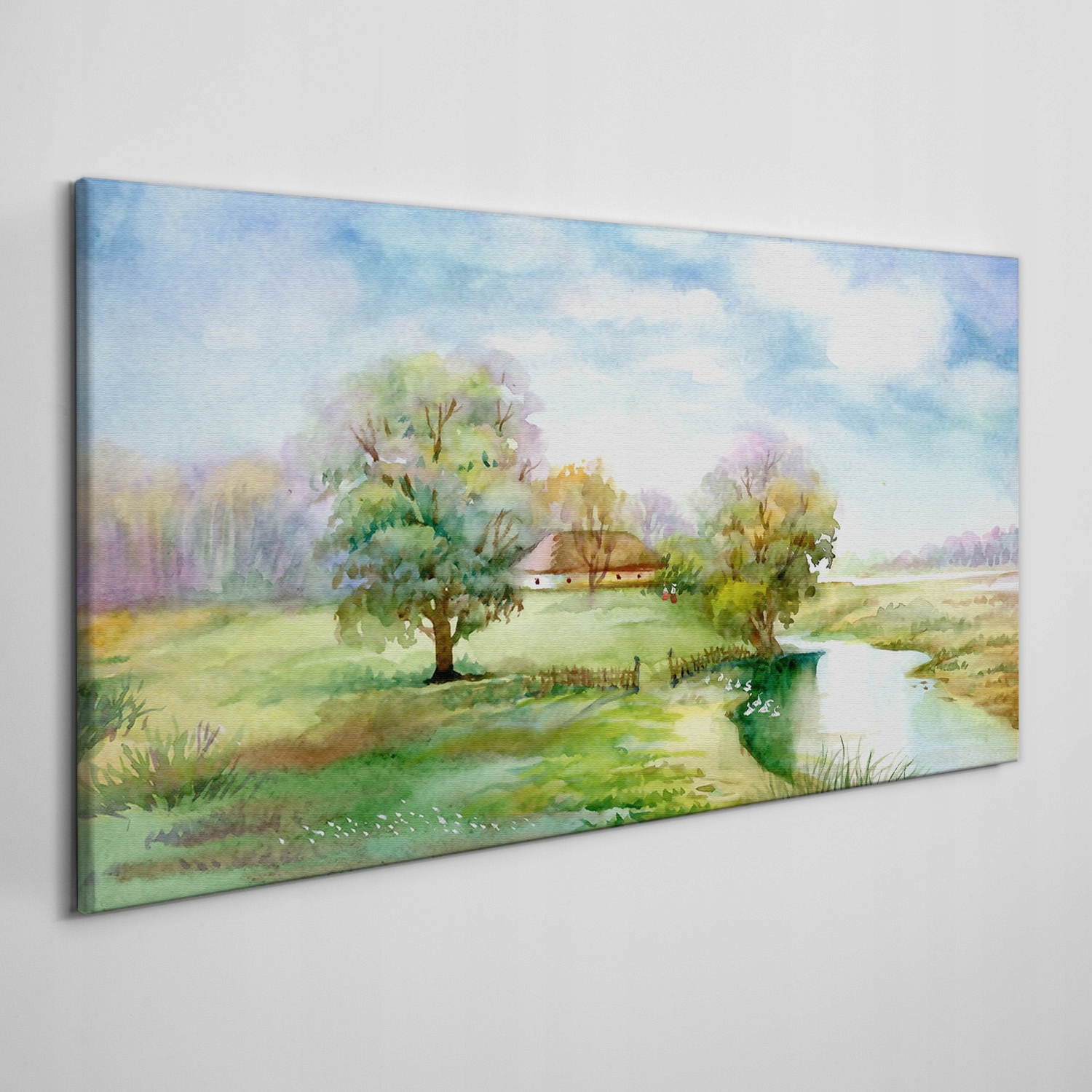 

Płótno obraz na ścianę Wieś drzewa niebo 120x60 cm