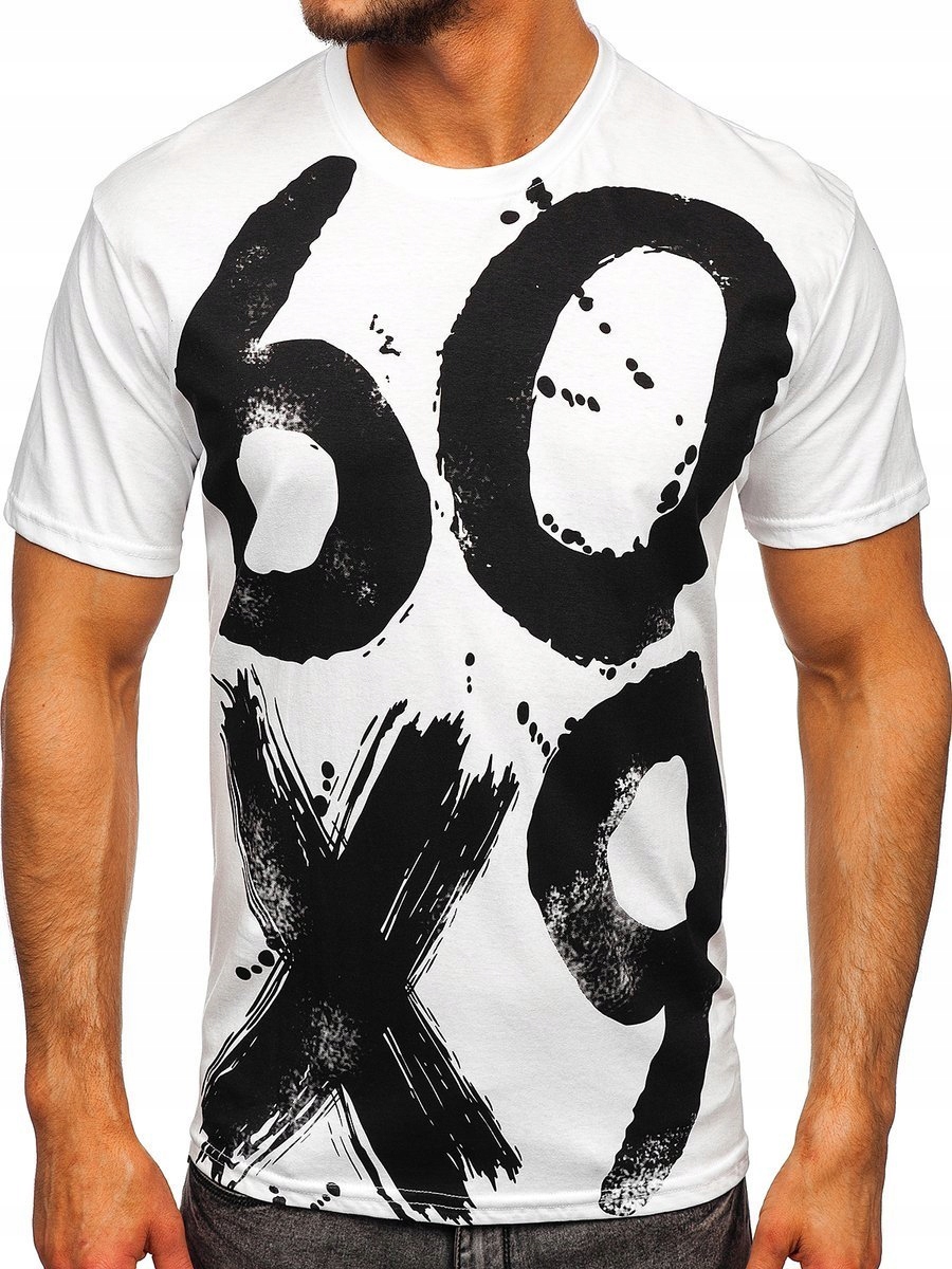 

T-shirt Męski Z Nadrukiem Biały 0303 Rozmiar_l