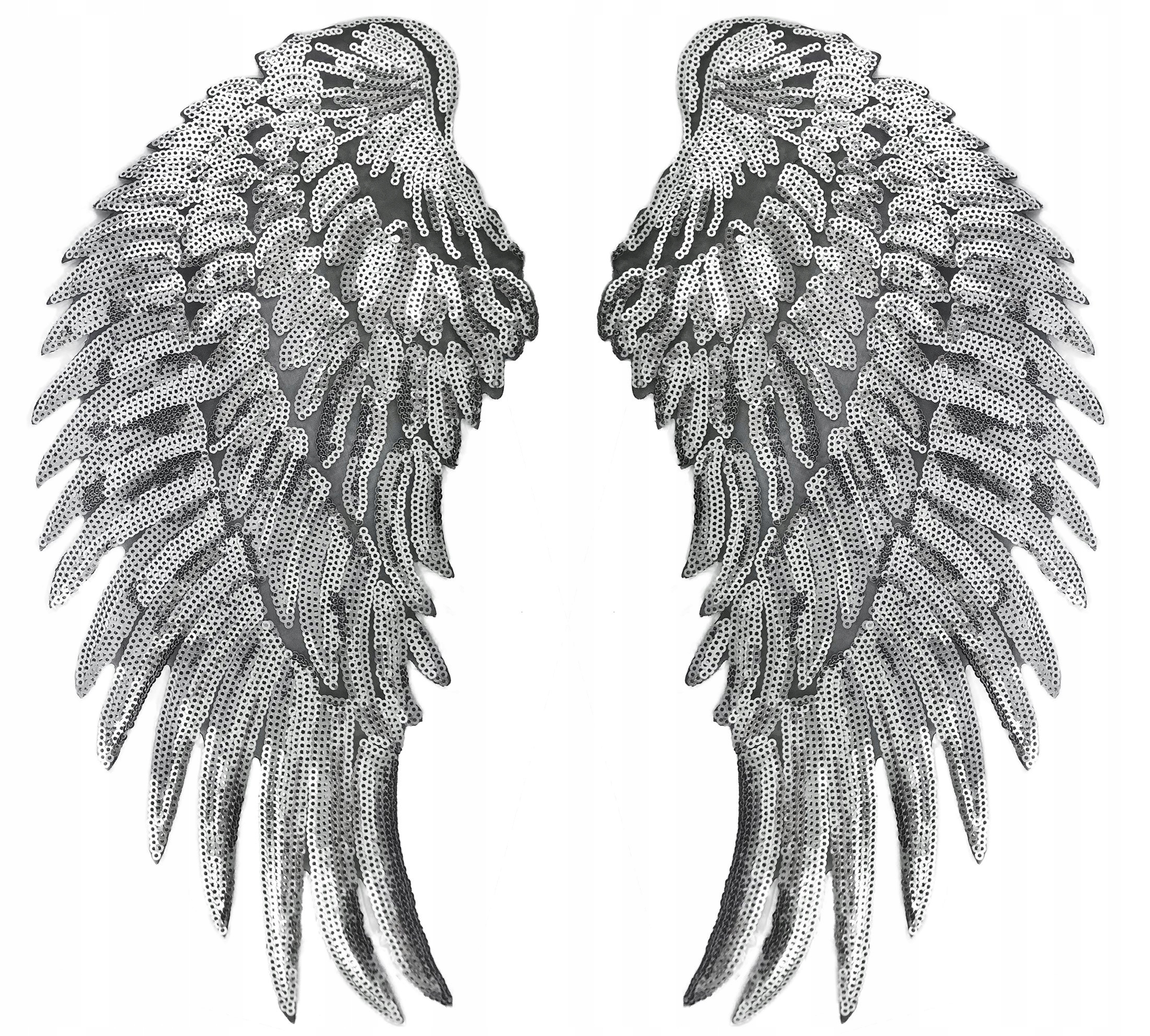 

Cekiny srebrne Skrzydła naszywka termo Duże 34cm