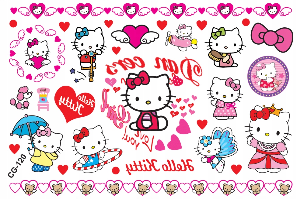 Tatuaże zmywalne dla dzieci HELLO KITTY CG120