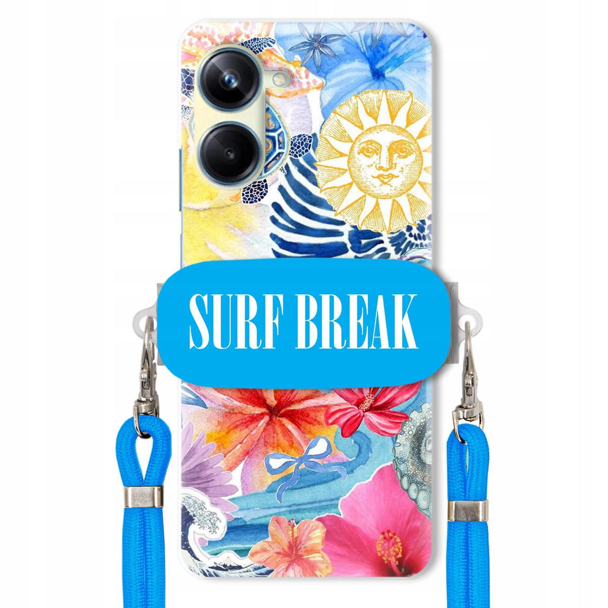 Puzdro pre Realme 10 Pro 5G Vodítko Crossbody Blue Držiak Surf Break Lata