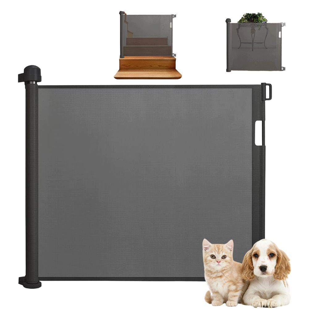 Posuvná Bezpečnostní Brána 87 x 180 cm Pvc Síť Pro Děti A Zvířata