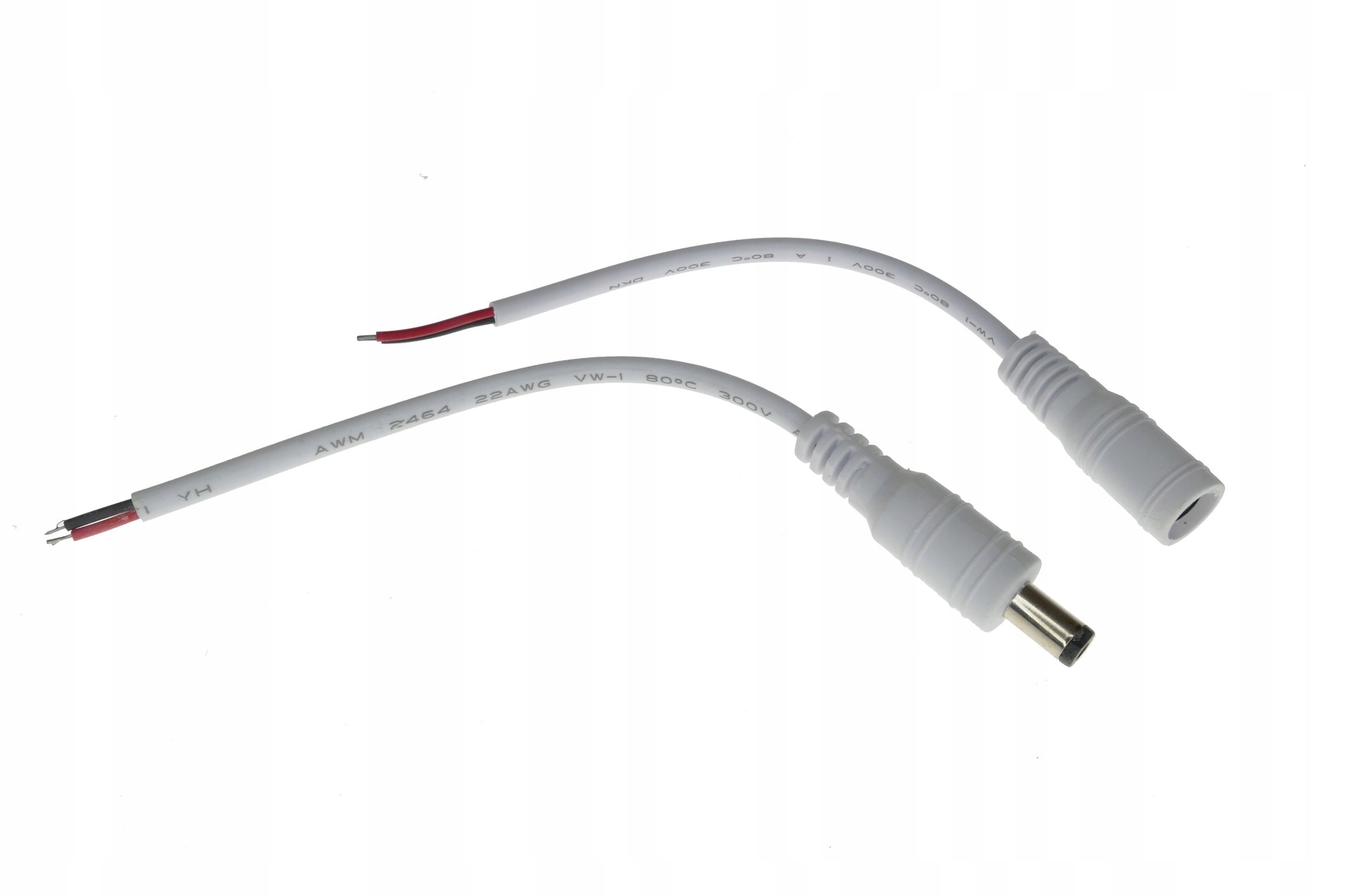 WTYK DC + GNIAZDO DC 2.1/5.5 NA KABLU BIAŁE