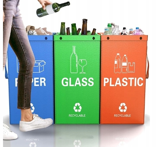 Levně Opakovaně Použitelné Tašky 3 ks pro recyklaci s úchyty Vodotěsný organizér