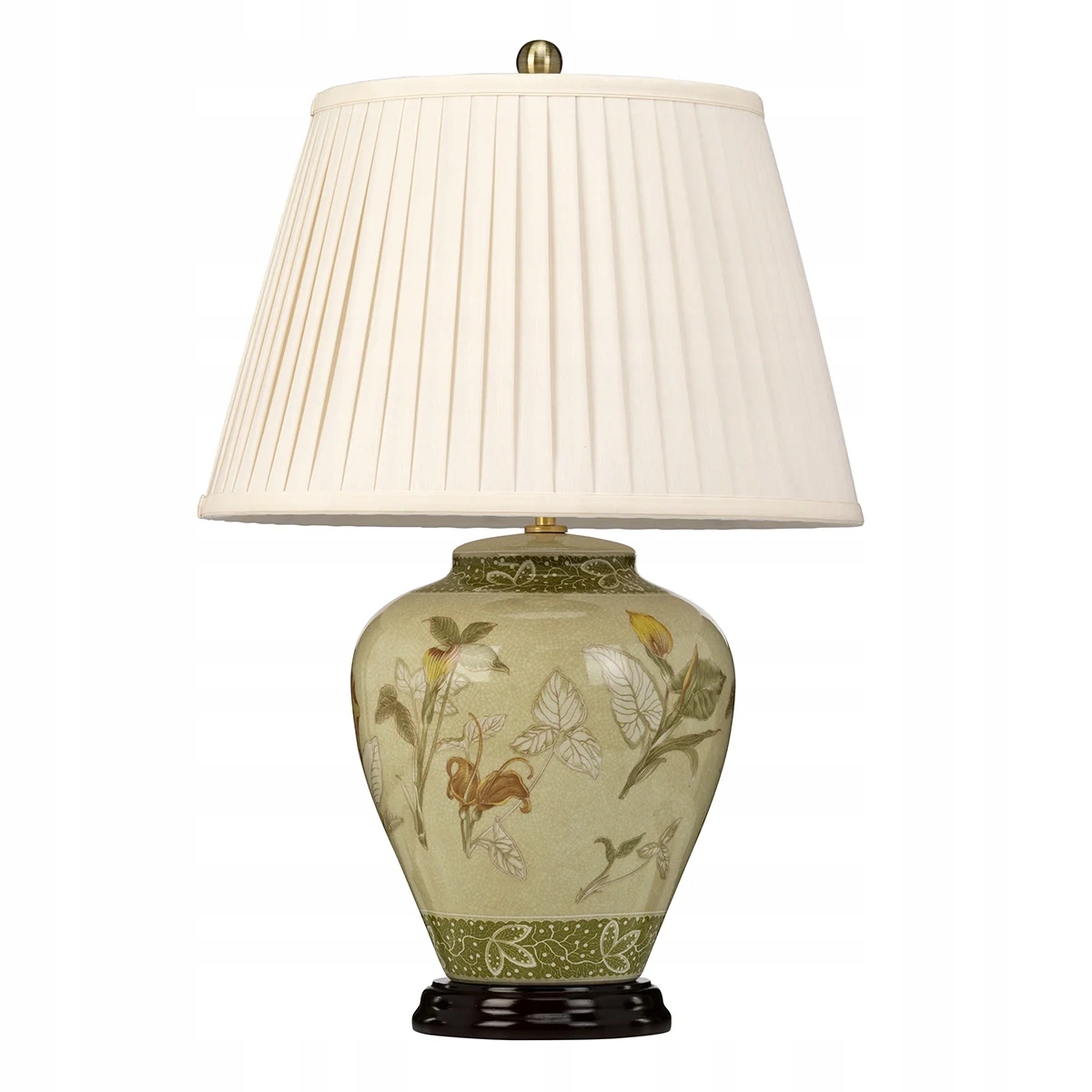 Porcelánová stolová lampa s kvetmi, listy krémovozelená 62 cm Elstead