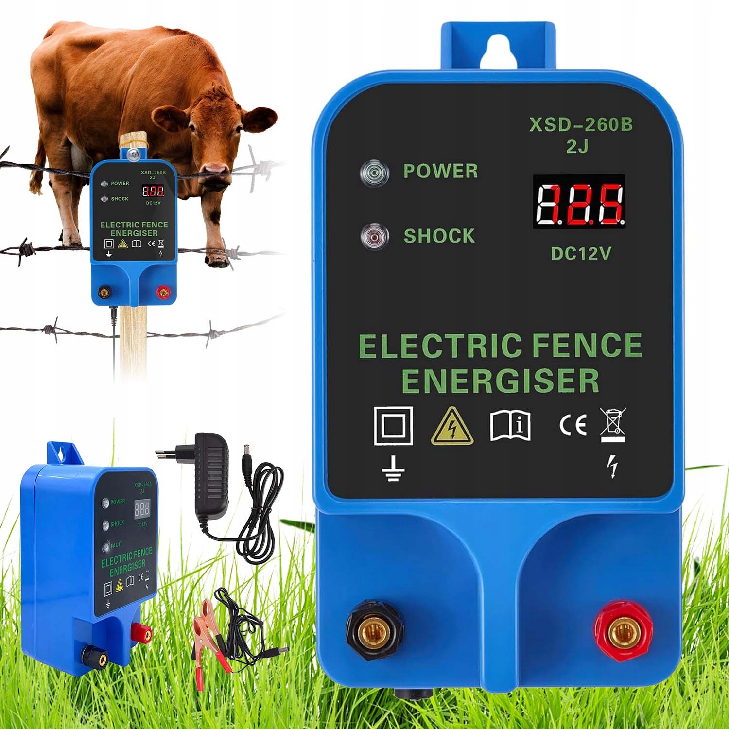 Elektrizátor Pastuch Elektrický 1.5-3J Silný Impuls 10 Km Dojezd Do Farmy