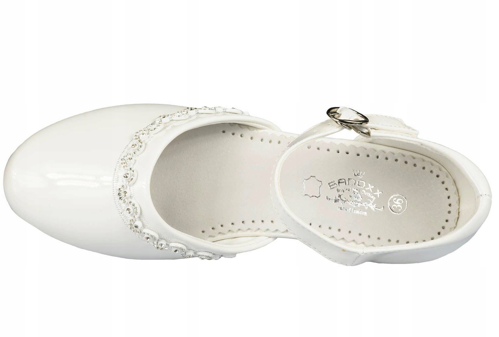 PANTOFELKI Komunijne Półbuty Balerinki Lakier OBCAS SKÓRA B BIAŁE r36 Rozmiar 36