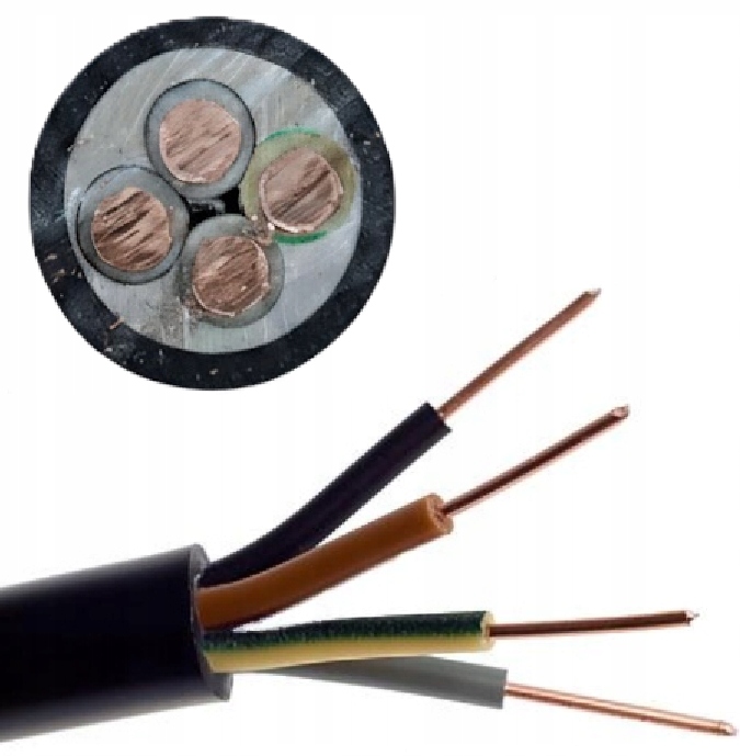Kabel przewód ziemny Yky 4x6 miedź 0,6/1kV Elektrokabel 25m