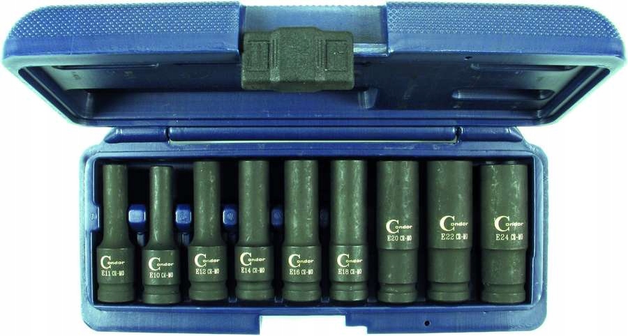 Nárazové nástavce dlhé 1/2", Torx E10-E24, 9 ks