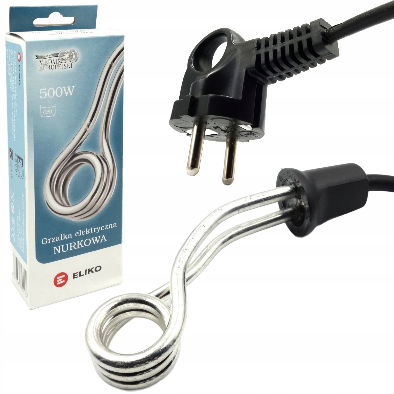 Grzałka nurkowa elektryczna 500W 230V turystyczna do gotowania wody 0,5L Pl