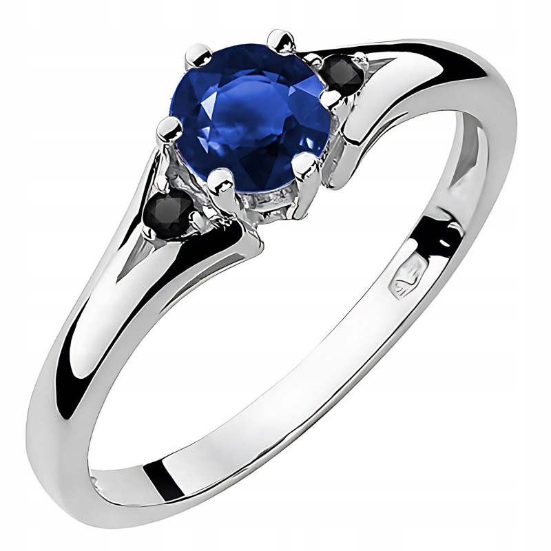 Zlatý Prstýnek pr. 585 s brilianty 0,029 ct a safírem 0,50 ct 14k