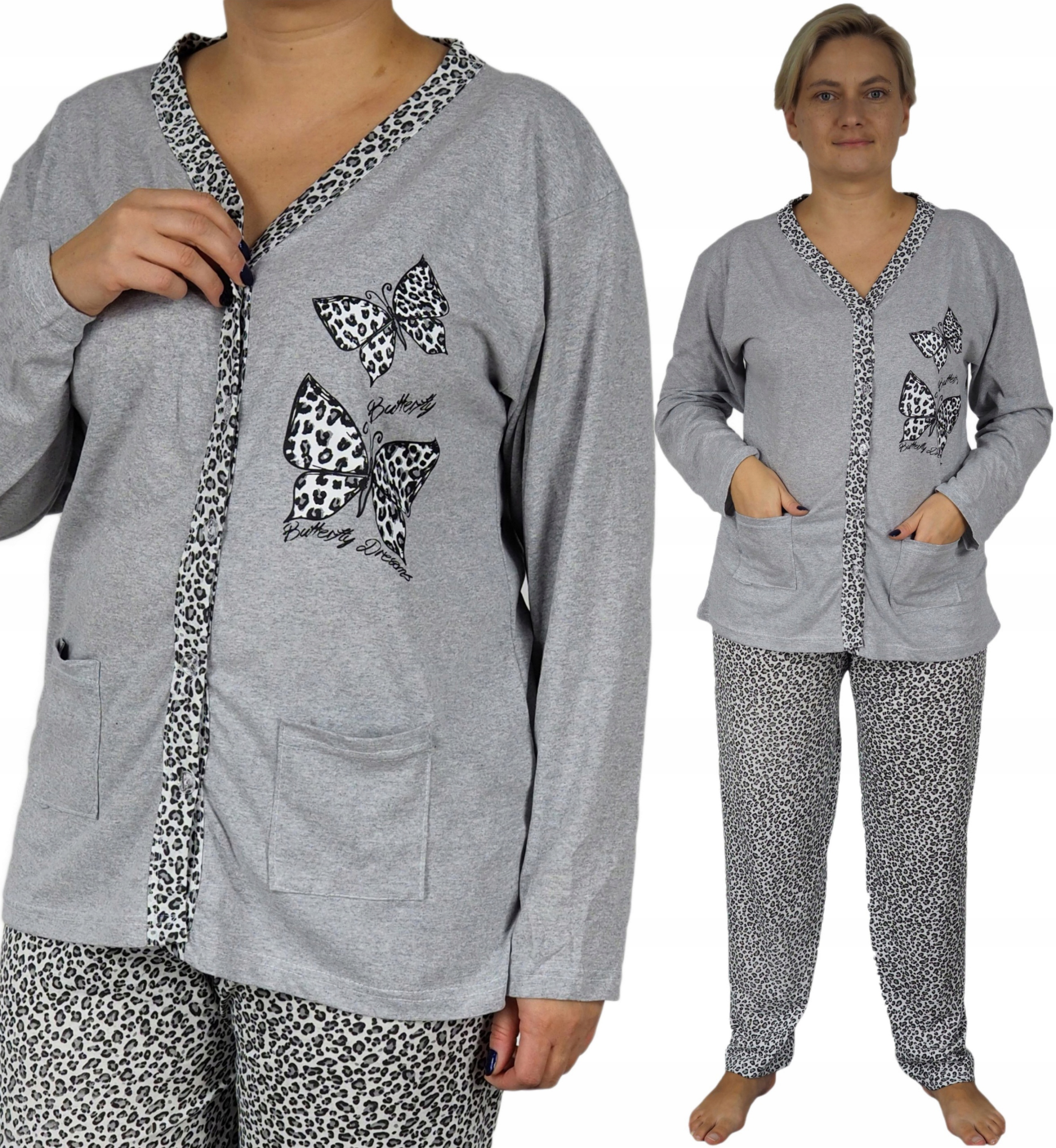 Piżama damska 4XL (48) ROZPINANA MOTYLE plus size