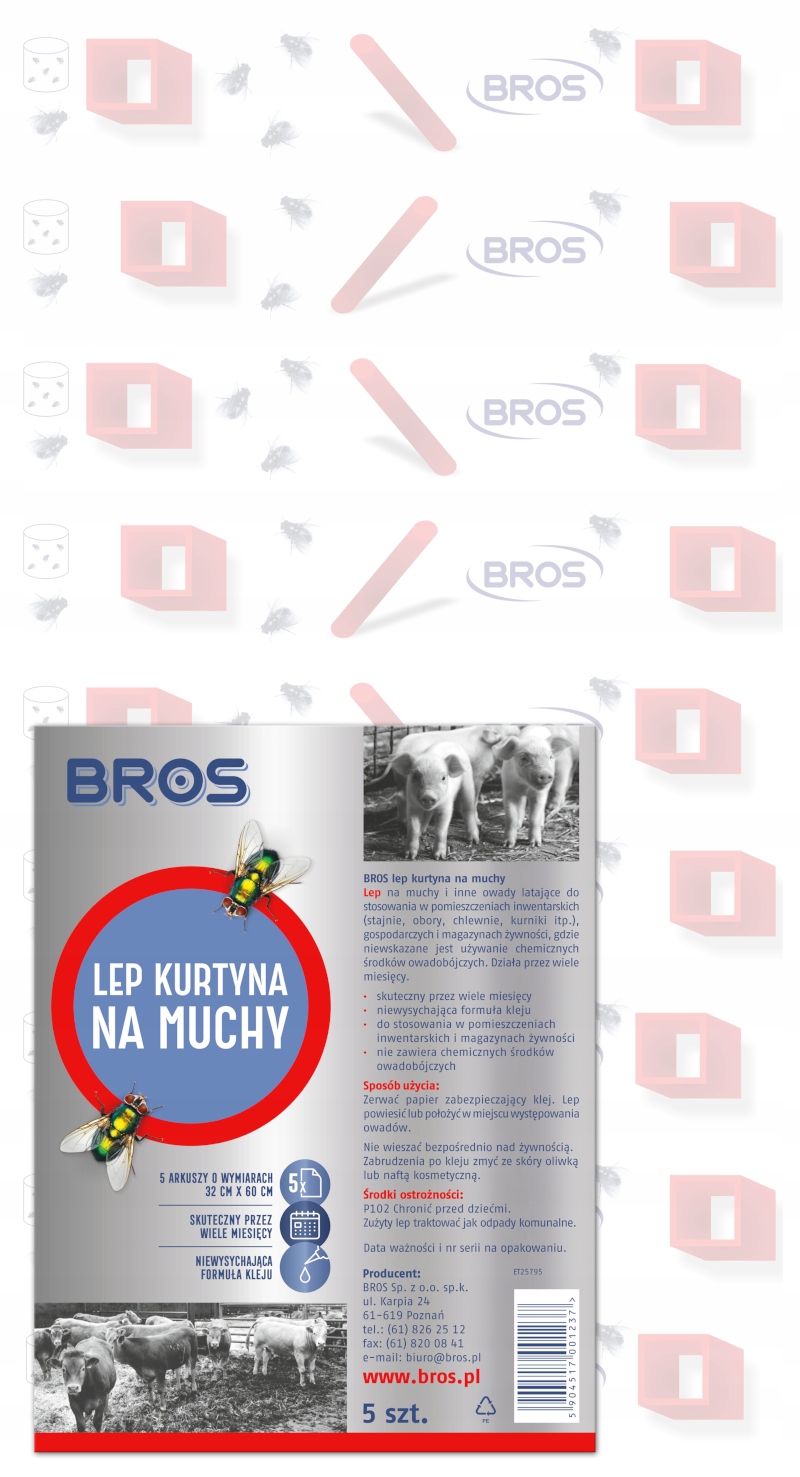 

Bros Lep Na Muchy Płaski Kurtyna 5-PAK 32x60cm
