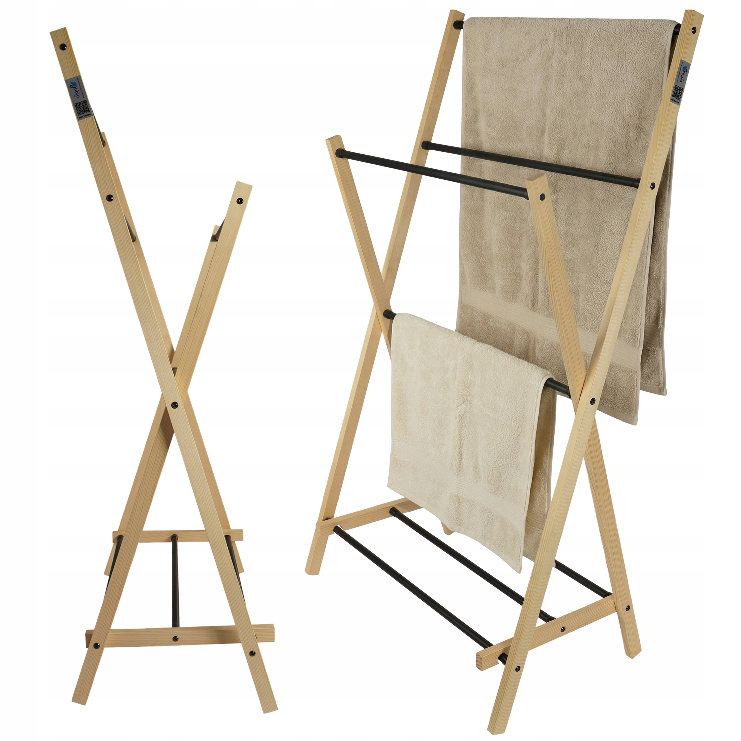 Dřevěný Stojan Na Ručníky Do Koupelny, Skládací Eko Věšák, Odolný