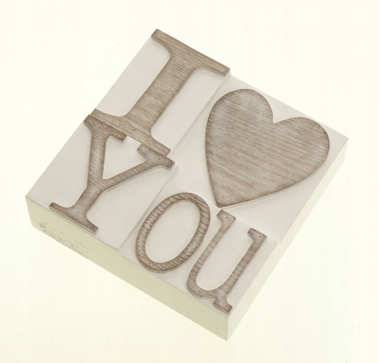 

Drewniany bloczek I love U walentynki