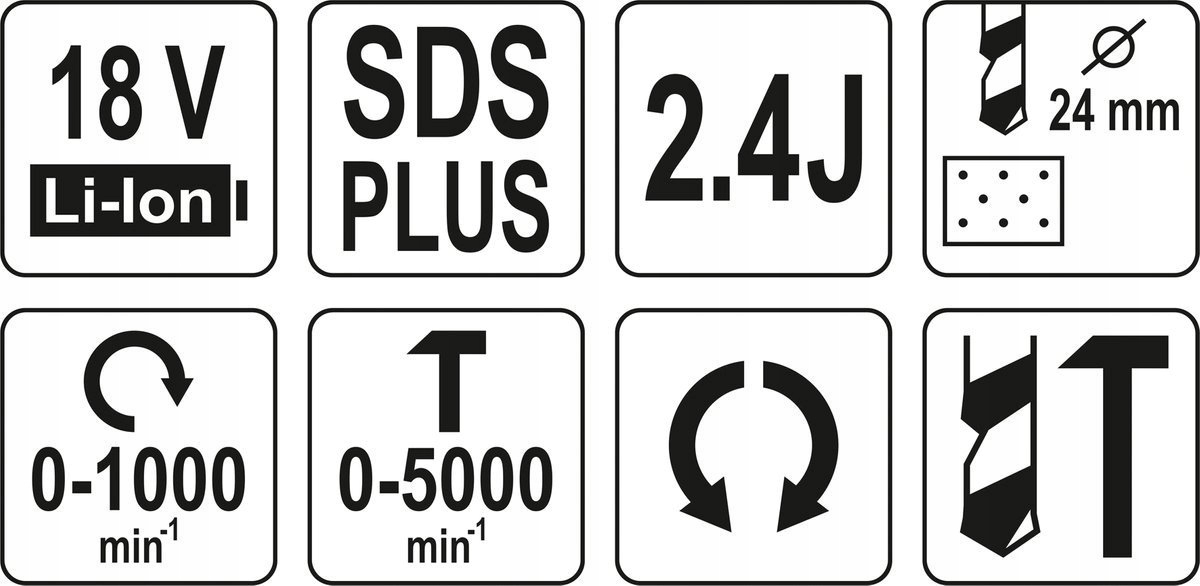 YATO MŁOTOWIERTARKA MŁOT UDAROWY SDS+ 18V +4Ah Zasilanie akumulatorowe