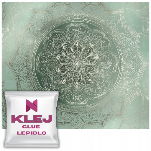 Fototapeta do ložnice Ornament Rozeta Zeleň Zlato Mandala Glamour 148x220